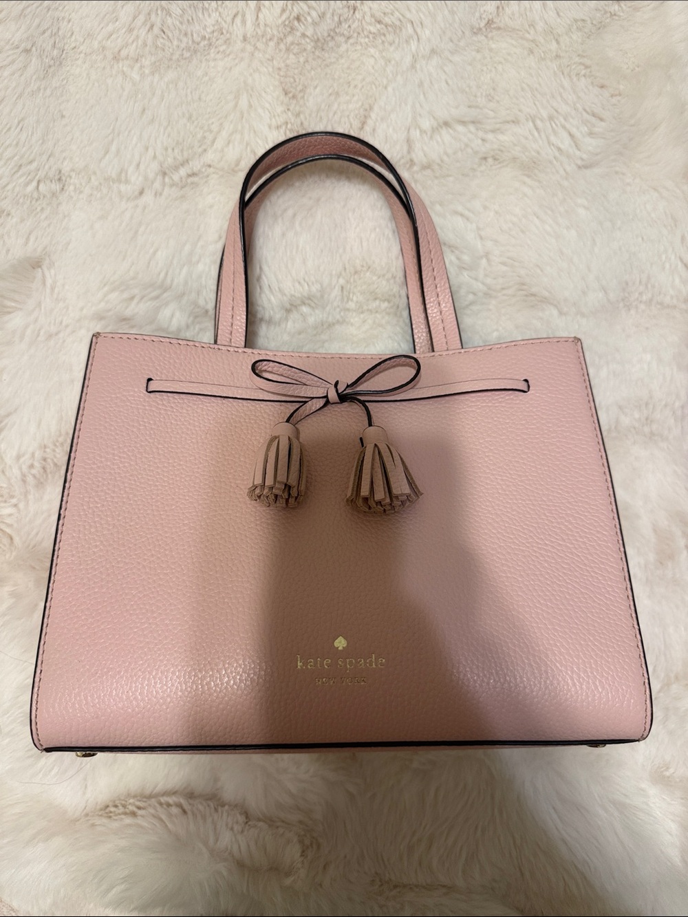 kate spade Pink Pebbled Leather Satchel with Tassels